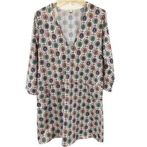 👗 2/$30 👗Tunic Boho Style Long Sleeve Dress with Geometric Pattern sz Medium